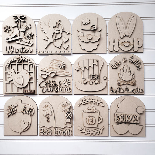 Entire Year V2 Seasonal Interchangeable Insert – Fits DIY Arched Frame Kits