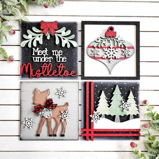 Meet Me Under the Mistletoe Square Tiles