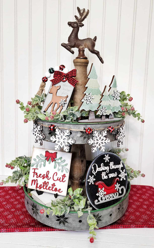 Meet Me Under the Mistletoe Tiered Tray DIY Paint Kit