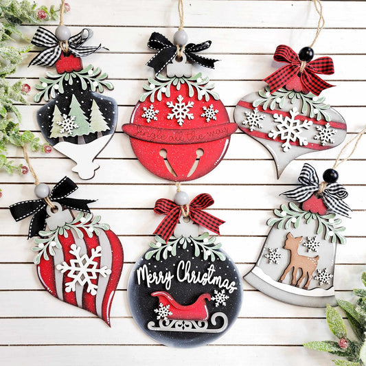 Mistletoe Christmas Ornaments Set of 6