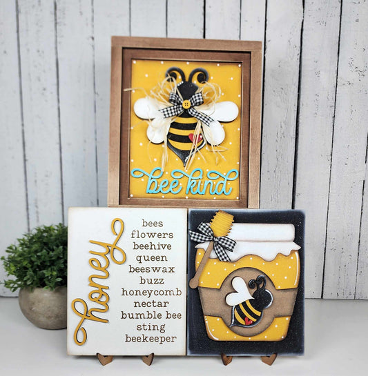 Honey Bee Sign Trio with Interchangeable Frame April 2025