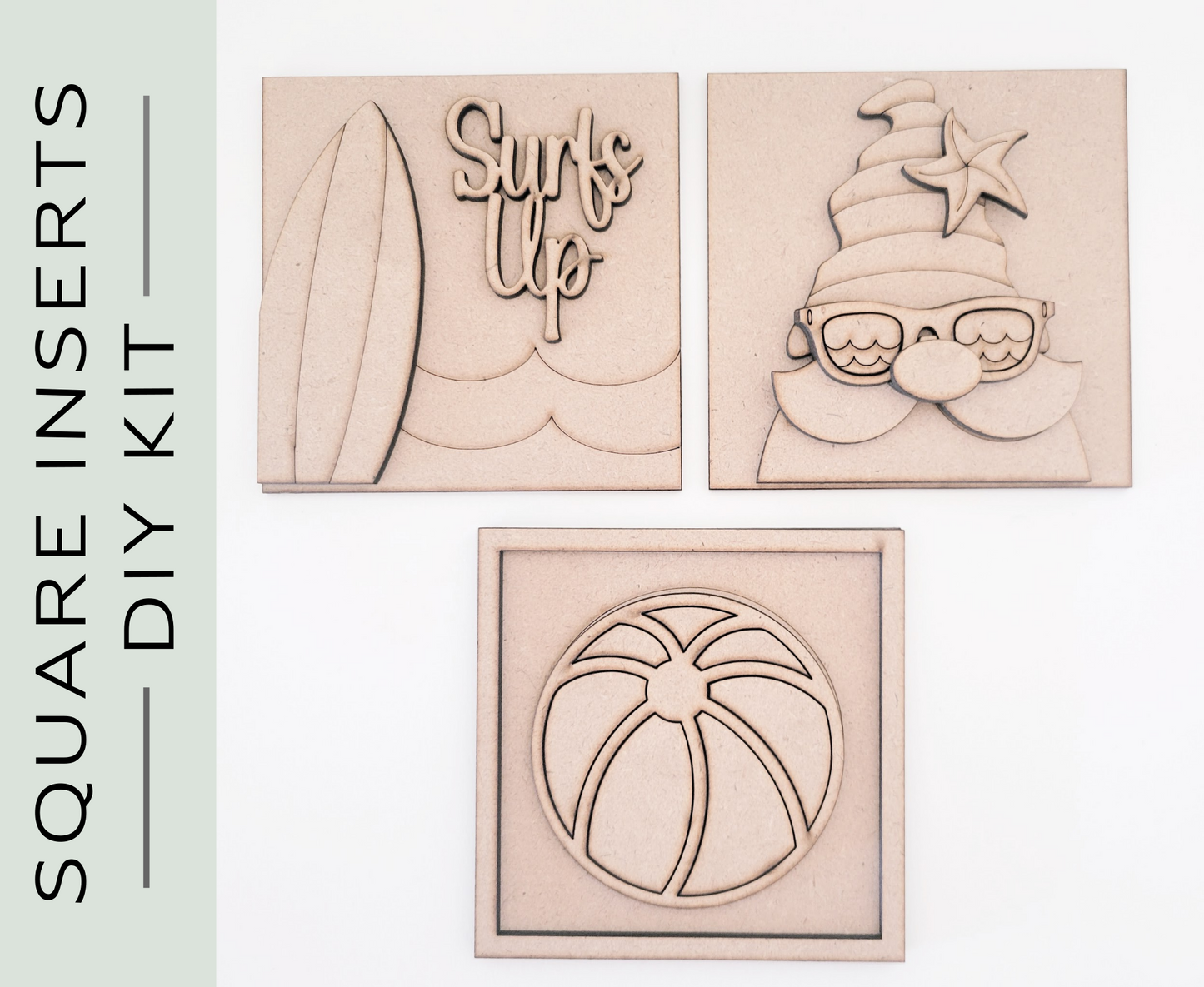 Surf's Up Summer Gnome Square Tiles