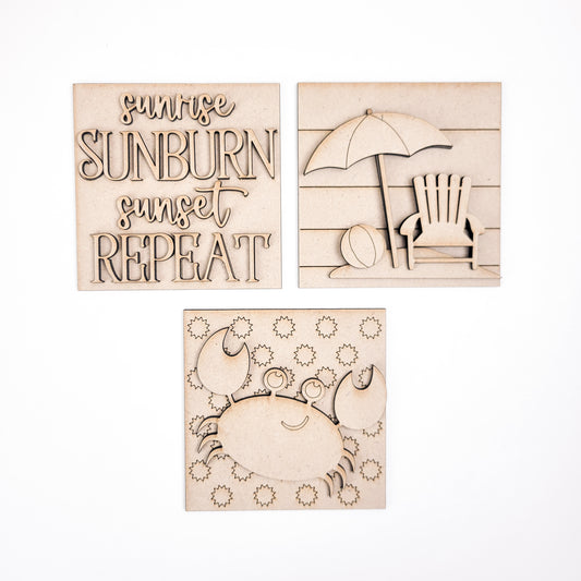 Sunrise Sunburn Sunset Repeat Summer Square Tiles