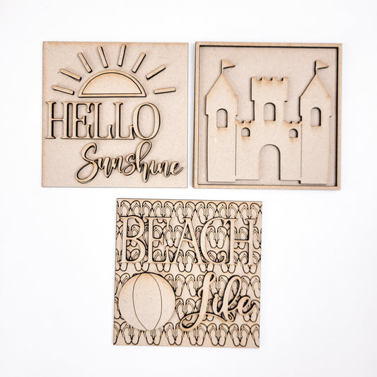 Beach Life Summer Square Tiles