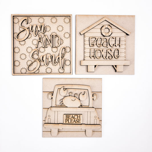 Sun and Sand Beach House Summer Square Tiles