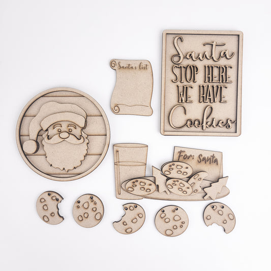 Santas Cookies Tiered Tray DIY Paint Kit