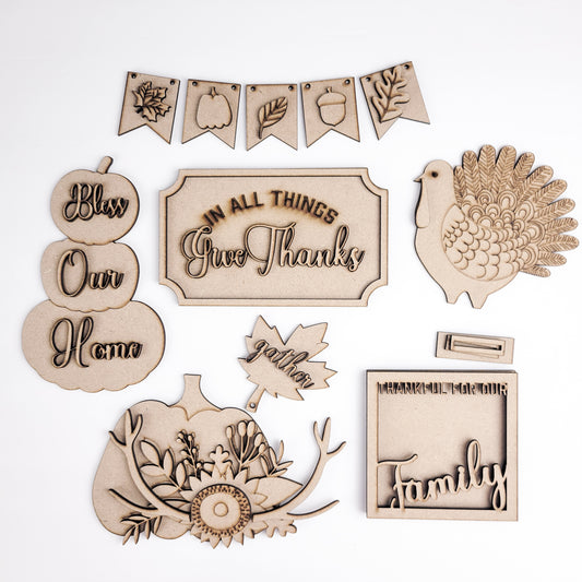 Boho Thanksgiving Fall Tiered Tray DIY Paint Kit