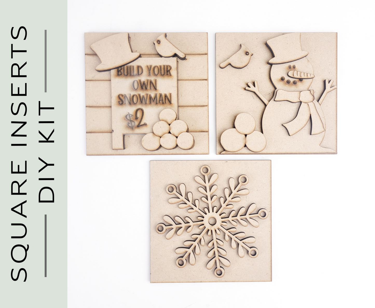 Build Your Own Snowman Square Tiles