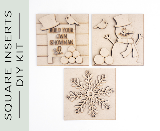 Build Your Own Snowman Square Tiles