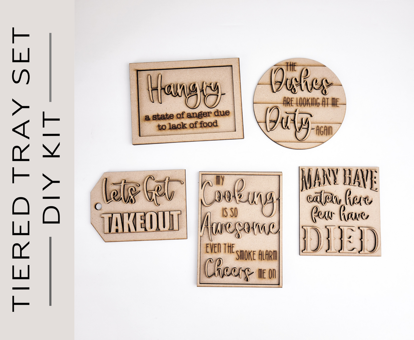 Hangry Funny Kitchen Signs Tiered Tray DIY Paint Kit