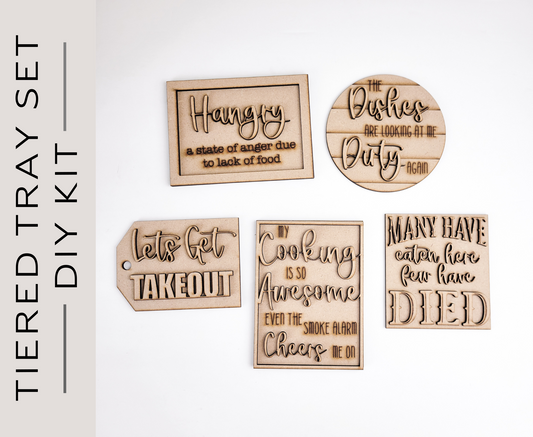 Hangry Funny Kitchen Signs Tiered Tray DIY Paint Kit