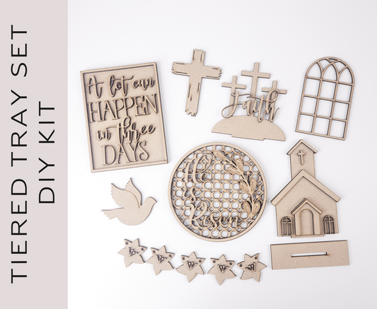 Religious Easter Tiered Tray DIY Paint Kit