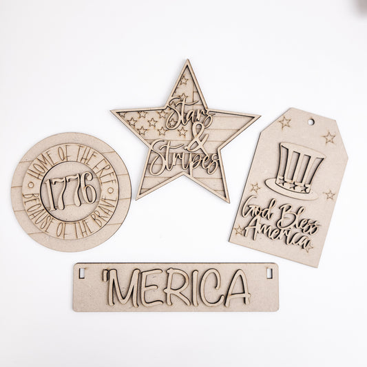 God Bless America 4th of July Independence Day Crate Inserts DIY Kit