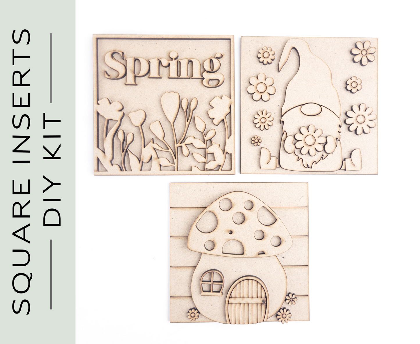 Gnome Mushroom House Spring Square Tiles