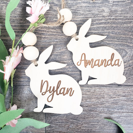 Easter Basket Bunny Tags | Custom Easter Tags | Personalized Name Tags | Laser Engraved Bunny Tag
