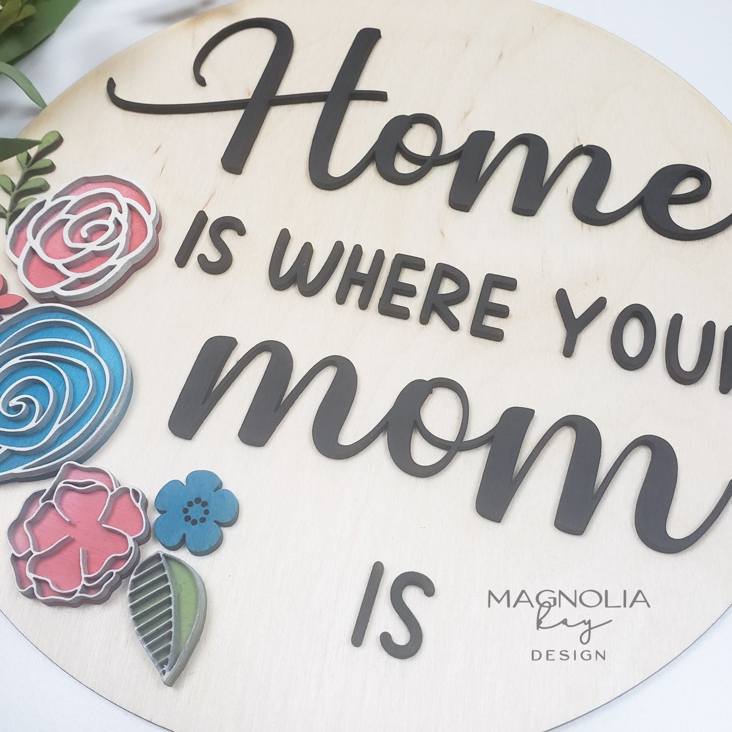 Home is where your Mom is with Flowers DIY Paint Kit | Mothers Day Laser Cut Wood Blanks | Mom Birthday DIY Kits