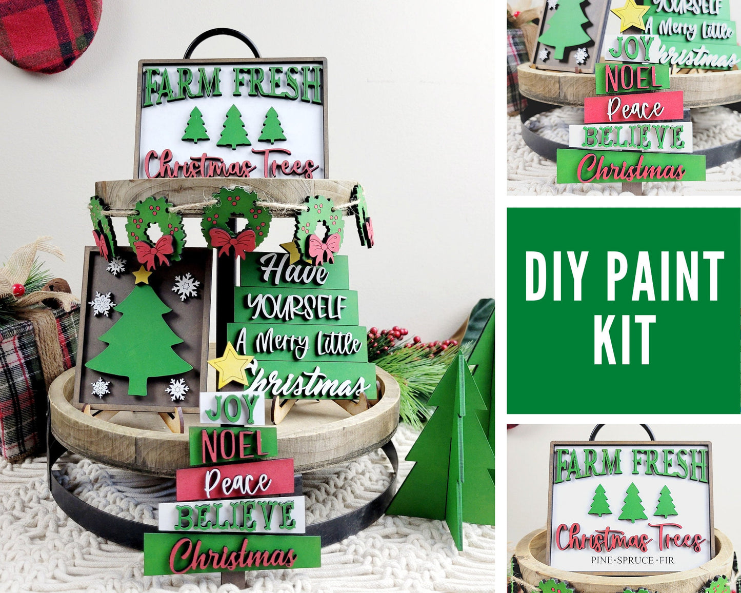 Christmas Tree Farm Tiered Tray DIY Paint Kit