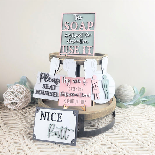 Bathroom Funny Tiered Tray DIY Paint Kit Blanks