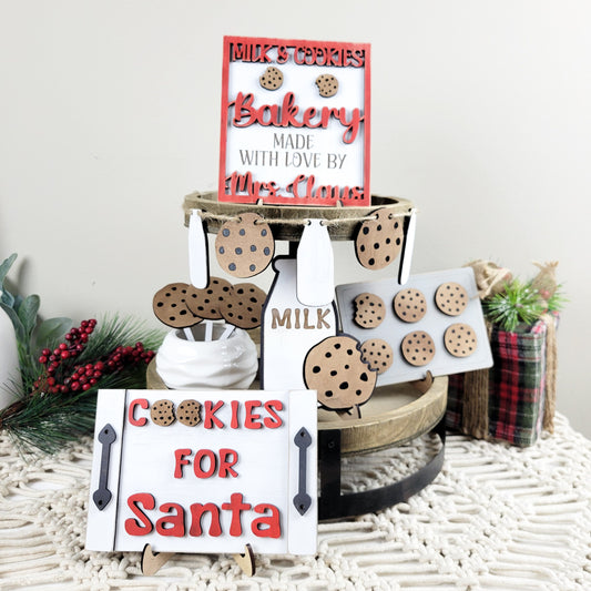 Santa's Milk and Cookies Tiered Tray DIY Paint Kit