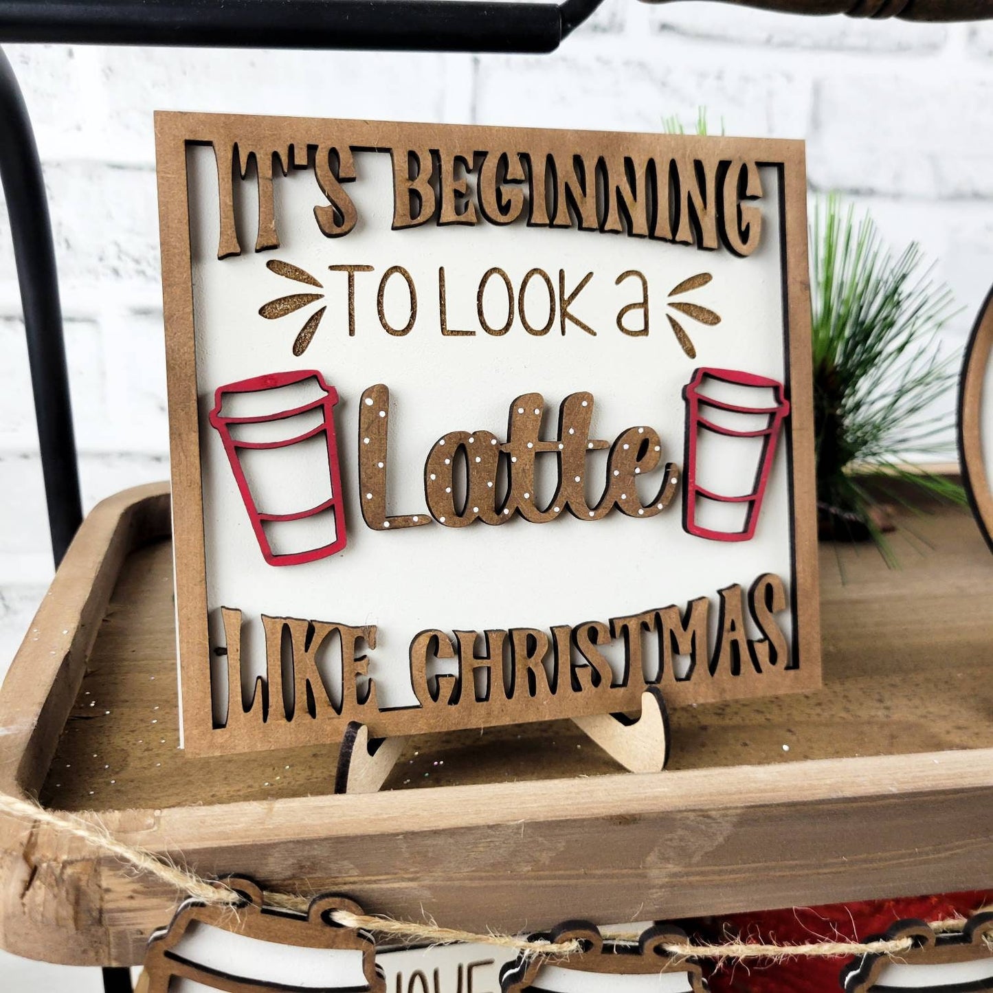 Peppermint Mocha Latte Season Tiered Tray DIY Paint Kit