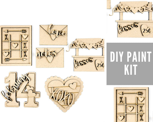 Valentine's Day Tic Tac Toe Tiered Tray DIY Paint Kit