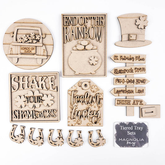 Shake Your Shamrocks St. Patrick's Day Tiered Tray DIY Paint Kit