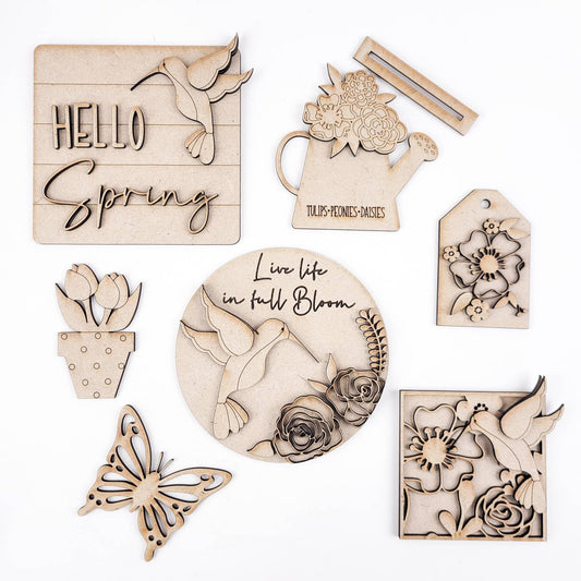 Hummingbird Spring Tiered Tray DIY Paint Kit