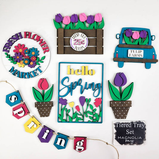 Flower Market Spring Tiered Tray DIY Paint Kit